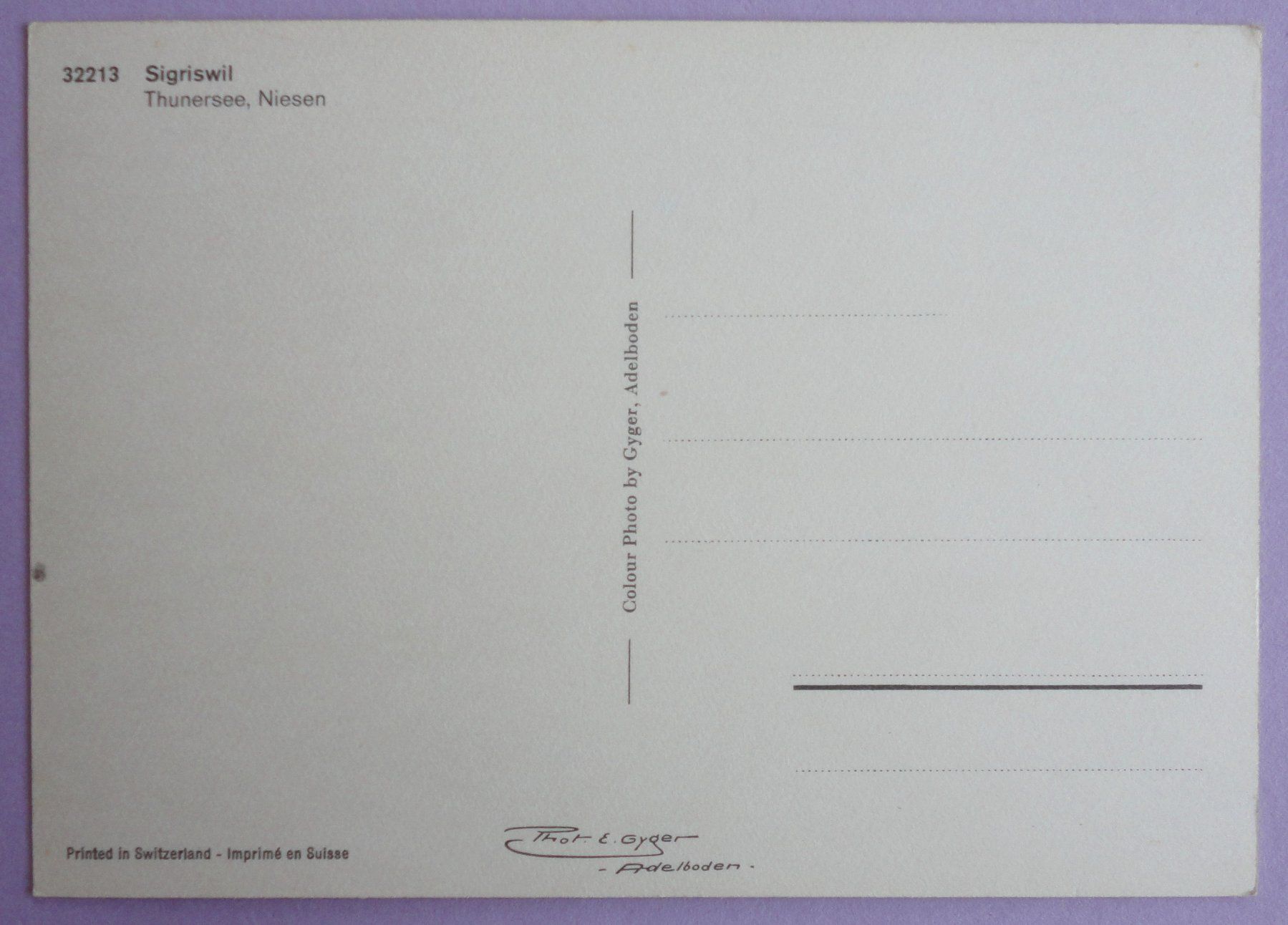 Cartoline postali: Sigriswil, Thunersee, Niesen – Usato da Fétigny venduto da Billy2miny 1