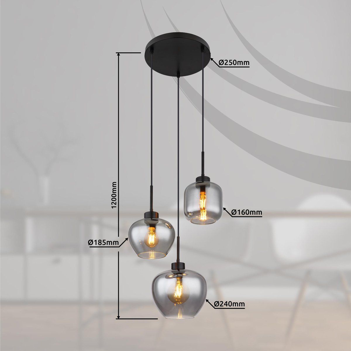 Kronleuchter & Deckenlampen: Pendelleuchte, Glas, Rauchfarbe, 38 cm Ø – Neu (gemäss Beschreibung) aus Kreuzlingen von Smart-Light 2