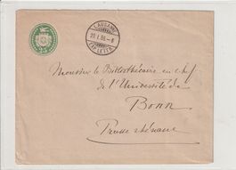 Ganzsache-Lausanne- Bonn-Auslandfrankatur 1886
