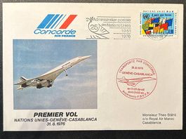 Lettre Concorde 1er vol Nations Unies Casablanca