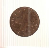 MONETA SVIZZERA 1 centesimo 1977 usata - circolata Rame
