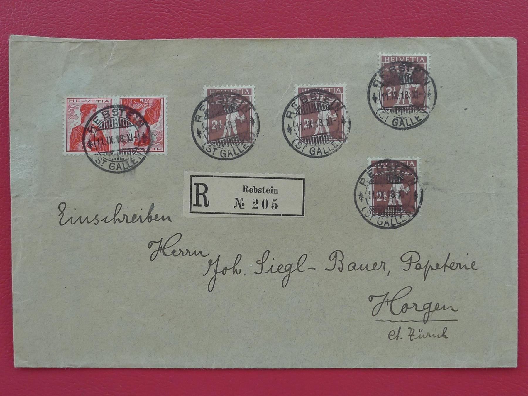 Tutti i francobolli: REBSTEIN 1918, sauberer Brief mit K4 +saubere Stempel. – Usato da Sursee venduto da Luzernerraute