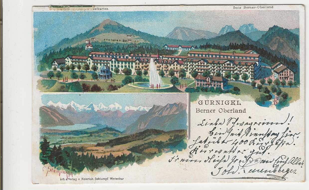 Cartoline postali: Gurnigel, 1900, Litho – Usato da Spiez venduto da Niesen20