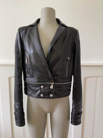 Wandelbare Biker-Bolero-Lederjacke, Gr. M