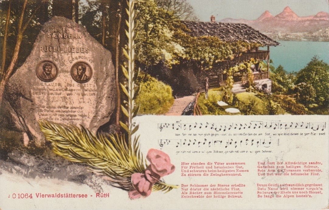 Cartoline postali: AB 159 Vierwaldstättersee, Rütli, 1911 – Usato da Freienbach venduto da Bhaltis