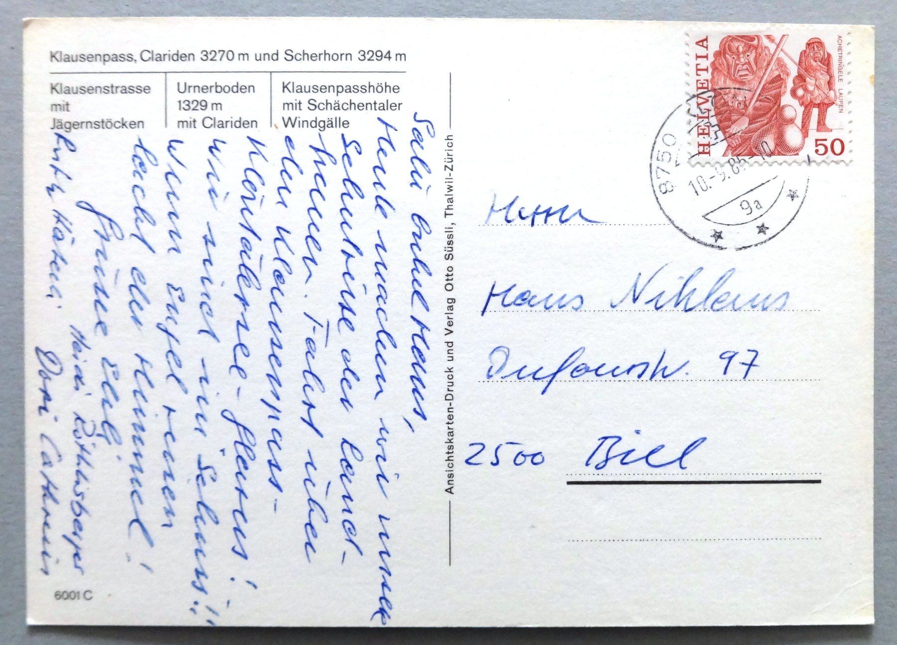 Ansichtskarten: Klausen-Pass 1952 m – Gebraucht aus Fétigny von Billy2miny 1