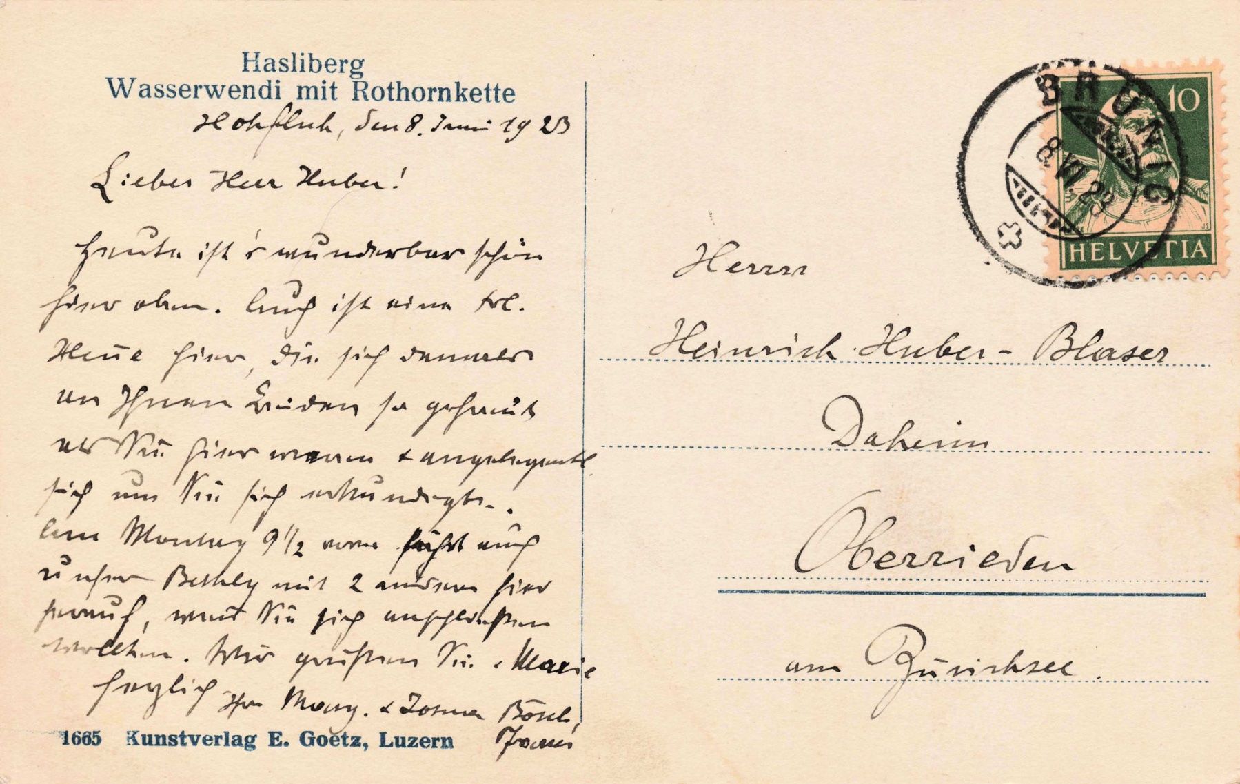 Cartoline postali: Hasliberg wasserwendi mit rothomkette – Usato da Biasca venduto da Blenio71 1