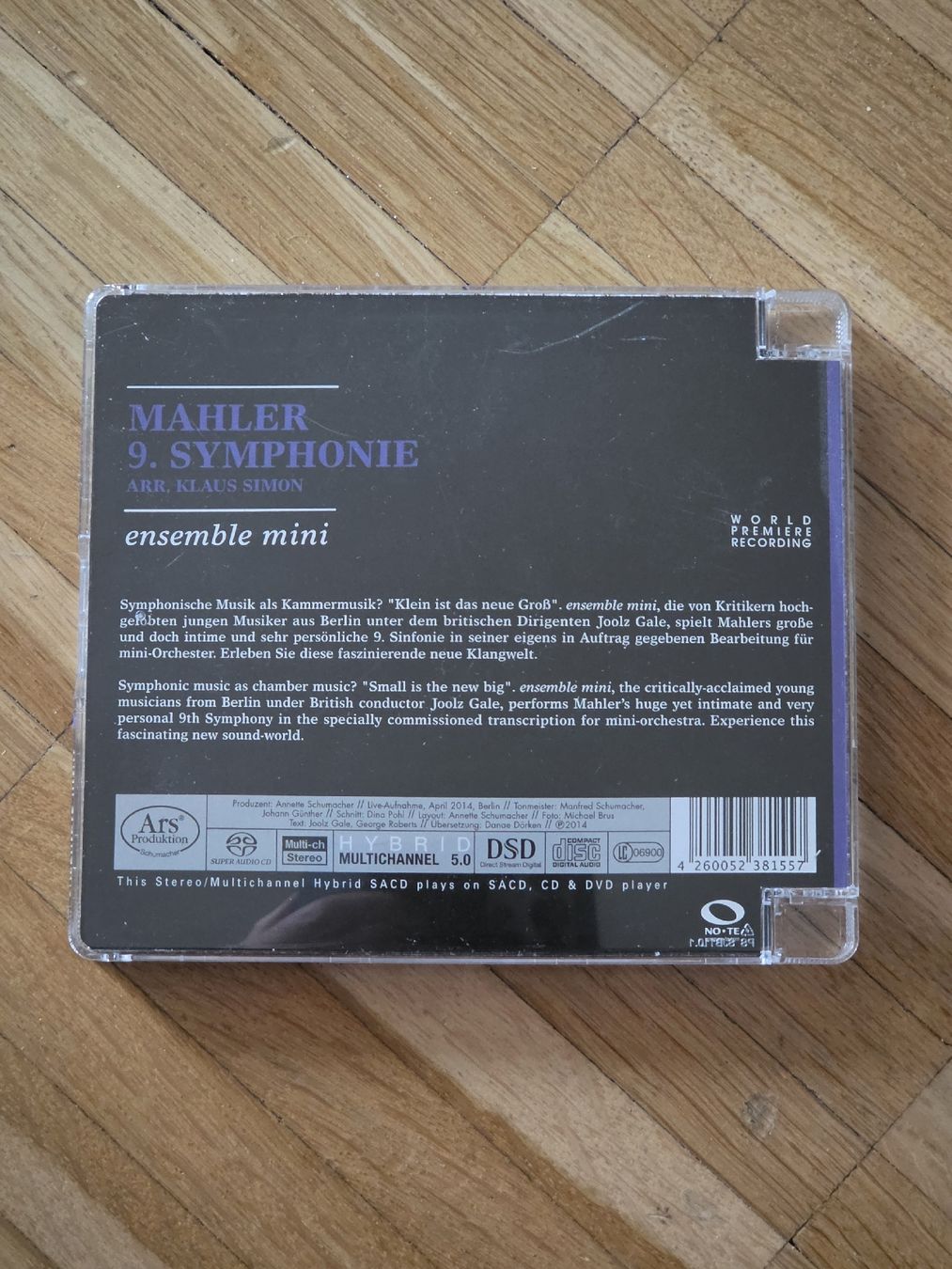 CD: SACD: Ensemble Mini - Mahler 9. Symphonie – Usato da Aesch BL venduto da immon 1