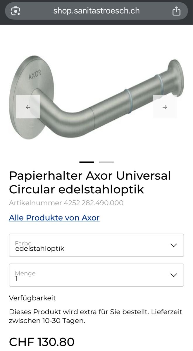 Grohe WC: Axor WC-Papierhalter Universal Circular Edelstahloptik – Nuovo e nell'imballaggio originale da Unterterzen venduto da b.aron 3