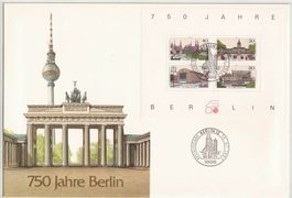 Berlin 750 Jahre Ersttagsbrief Brandenburger Tor 1987