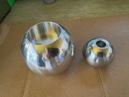 Bougeoirs design en métal argenté, lot de 2 pièces *