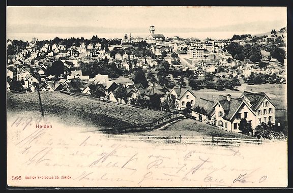 Cartoline postali: Heiden, Ortsansicht von einem Berg aus – Usato da Berlin venduto da bartko-reher