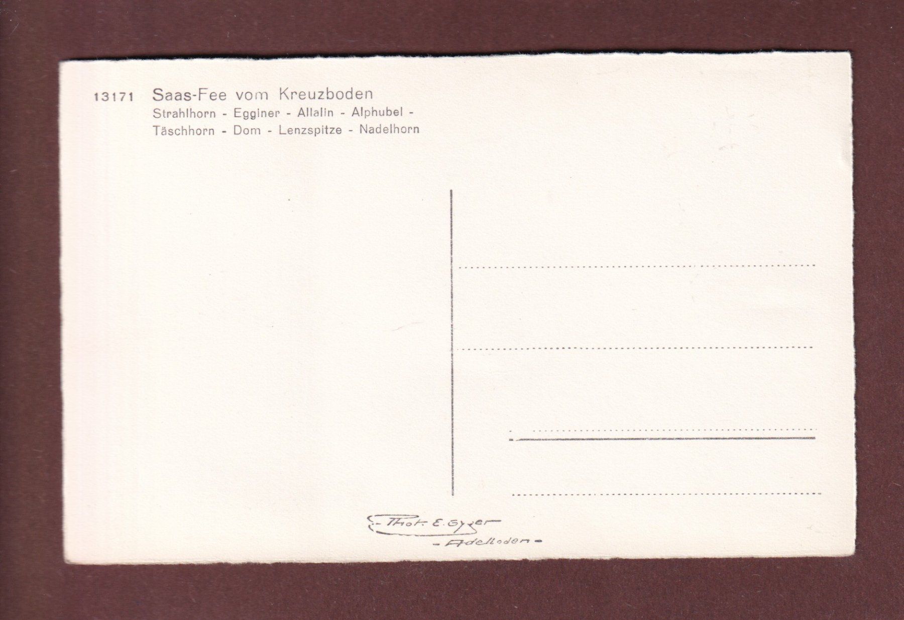 Cartoline postali: SAAS-FEE vom Kreuzboden – Usato da Pully venduto da nicecards-shop 1