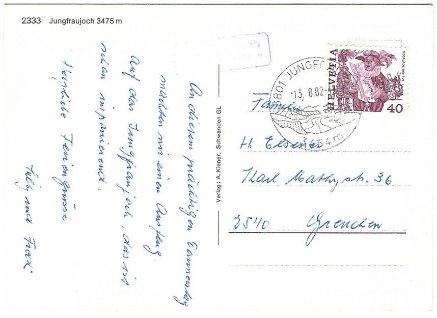 Cartoline postali: AK BO Jungfraujoch - Aletschgletscher - Observatorium – Usato da Rheinfelden venduto da wil_m7gh 1