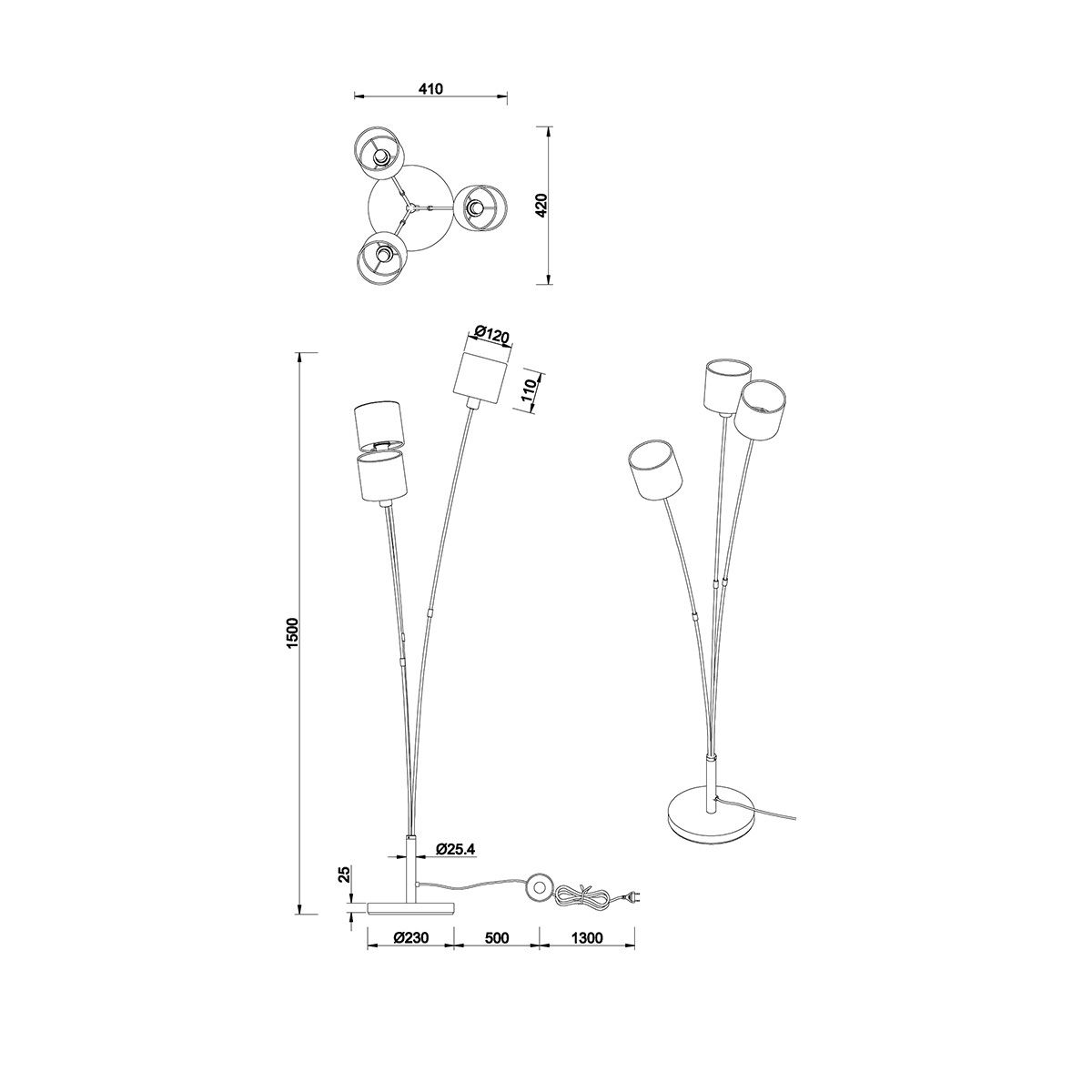 Lampen: Stehleuchte, 3 Spots, Stoff, 150 cm Höhe – Neu (gemäss Beschreibung) aus Kreuzlingen von Smart-Light 2
