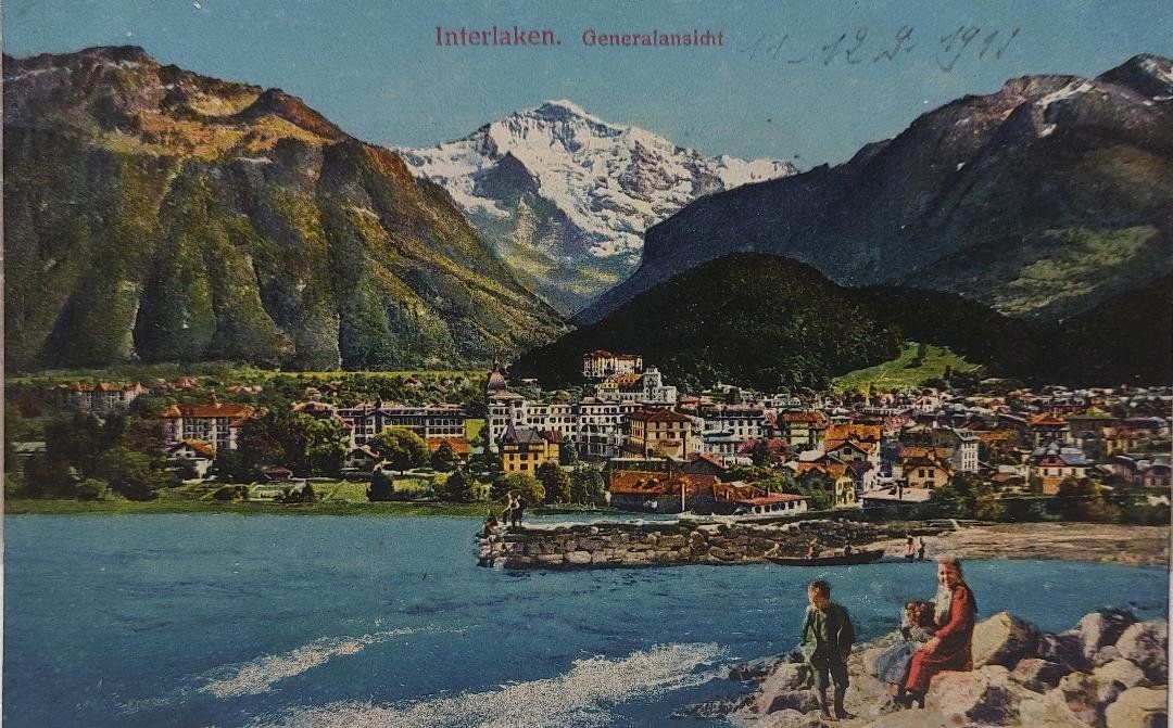 Cartoline postali: INTERLAKEN - Generalansicht - 1911 – Usato da Delémont venduto da Domdom1