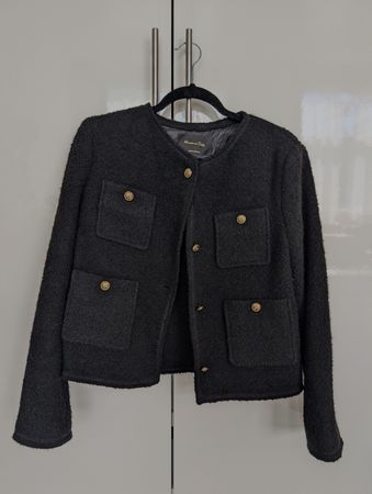 Massimo Dutti Bouclé Jacke, Schwarz, Grösse M