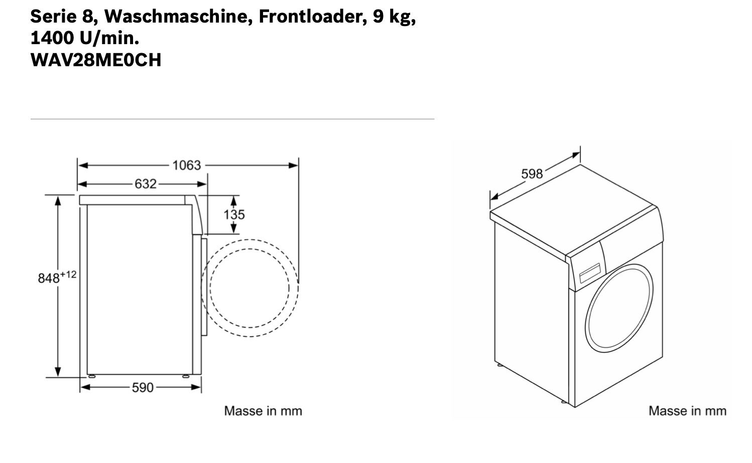 Bosch Lavatrici: Bosch Waschmaschine Frontlader 9kg – Usato da Biel/Bienne venduto da Projektorium 6
