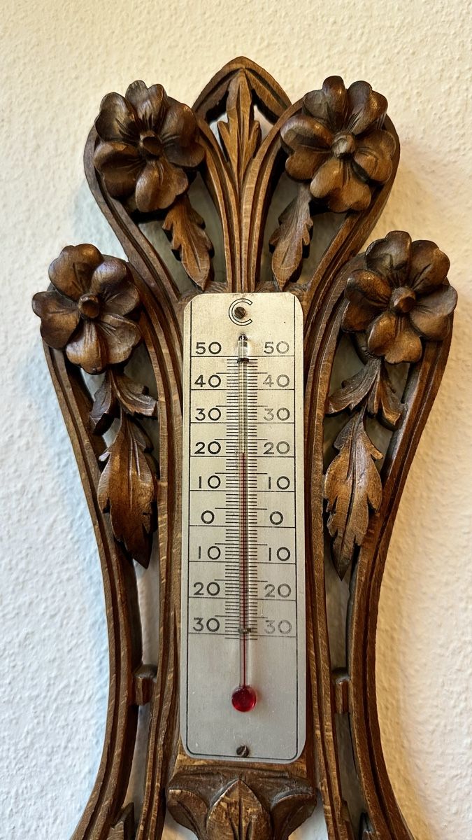 Altri elettrodomestici e apparecchi d’epoca: Antiker Barometer Thermometer Holz geschnitzt Jugendstil – Usato da Basel venduto da mcescher64 2