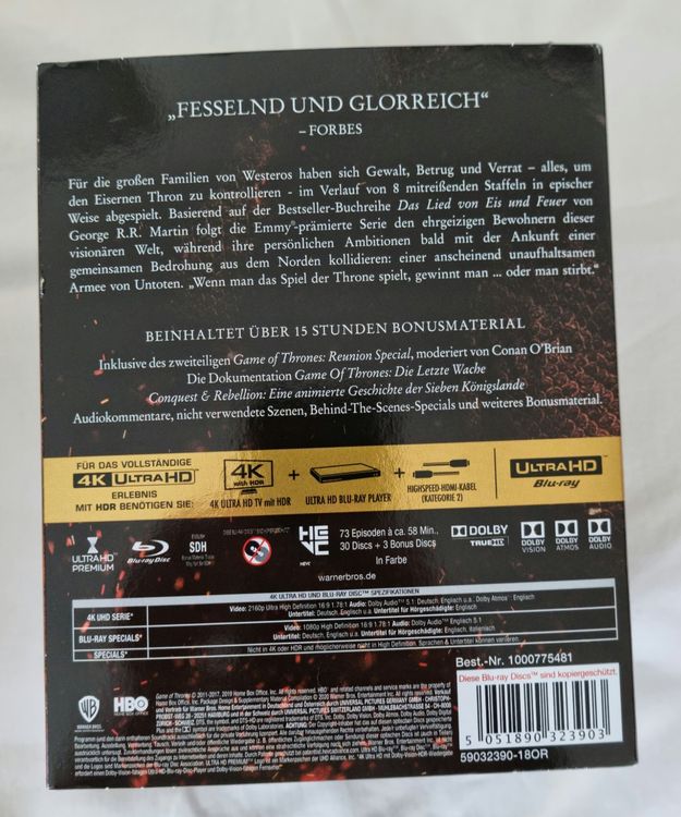 Game of Thrones Komplettbox 4K UHD Bluray Kaufen auf Ricardo