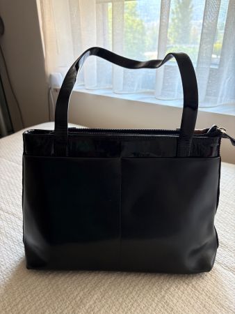 Borsetta elegante in VERA PELLE nera - 30x12x8 cm