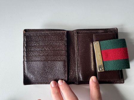 Gucci Geldbörse Damen Vintage Canvas Leder braun