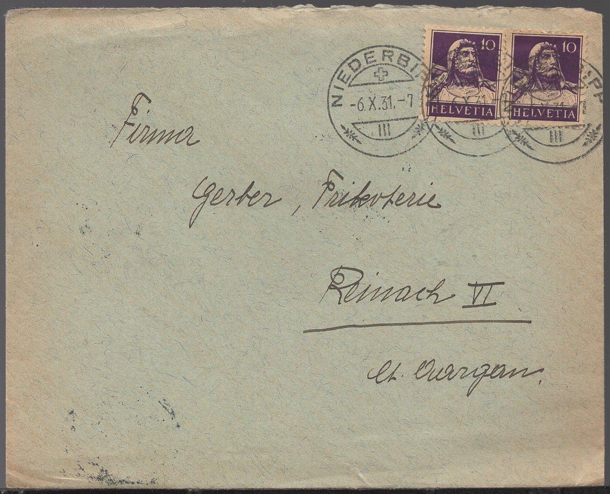 Alle Briefmarken: NIEDERBIPP 6.X.31         mit Inhalt – Gebraucht aus Aarau von kufi44