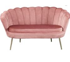Canapé 2 places vintage en velours rose - Superbe état! (52)