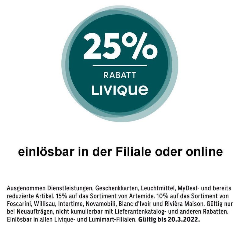 Gutschein Livique 25% Rabatt Bon | Kaufen auf Ricardo