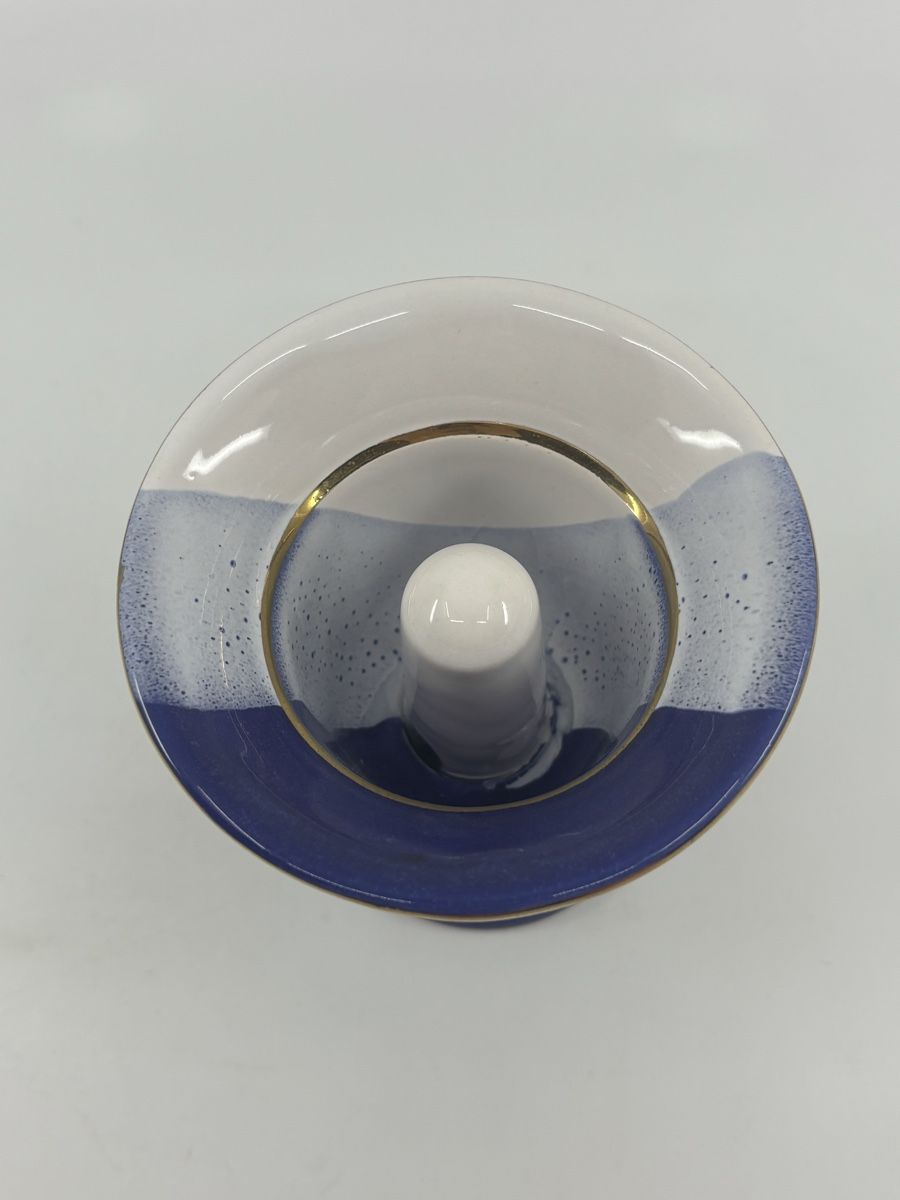 Vasi & Recipienti: Blaue Blumenvase mit Goldrand – Usato da Herisau venduto da Seyashop1 2