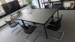 Besprechungsraum-Set – 4 schwarze Tische + 5 Giroflex