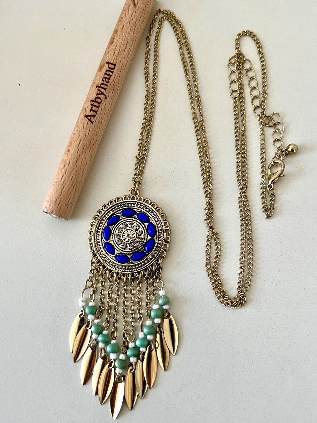 Catenine: Boho Statement Longkette 8cm Traumfänger Anhänger Ethno – Usato da Ruswil venduto da artbyhand 1