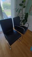 Freischwinger-Stuhl - Leder - in Schwarz