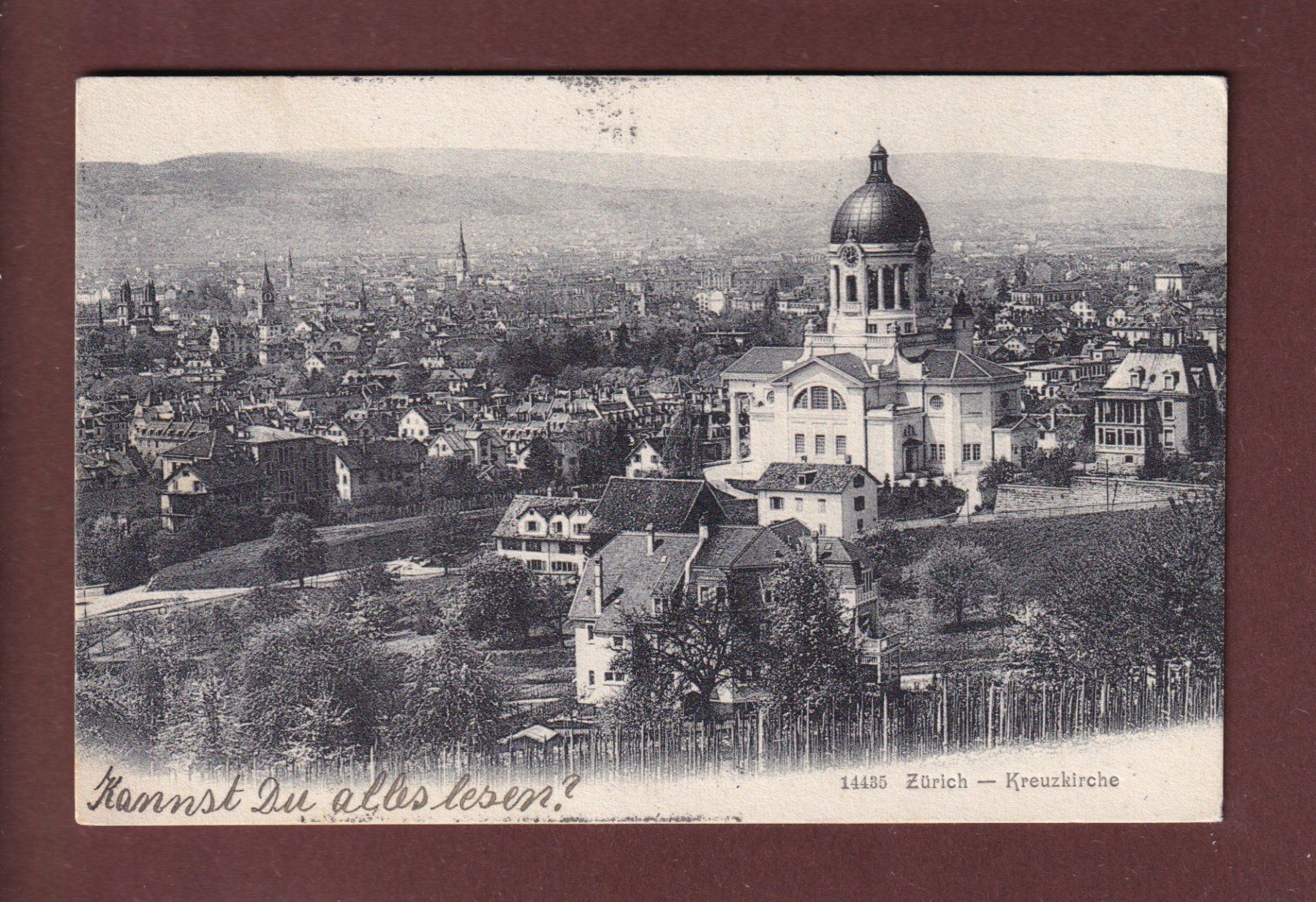 Cartoline postali: ZÜRICH - Kreuzkirche - 1910 – Usato da Pully venduto da nicecards