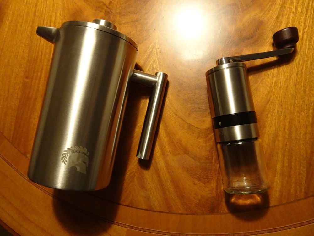 Barista French Press 1Liter Doppelwandig mit Kaffeemühle Acheter