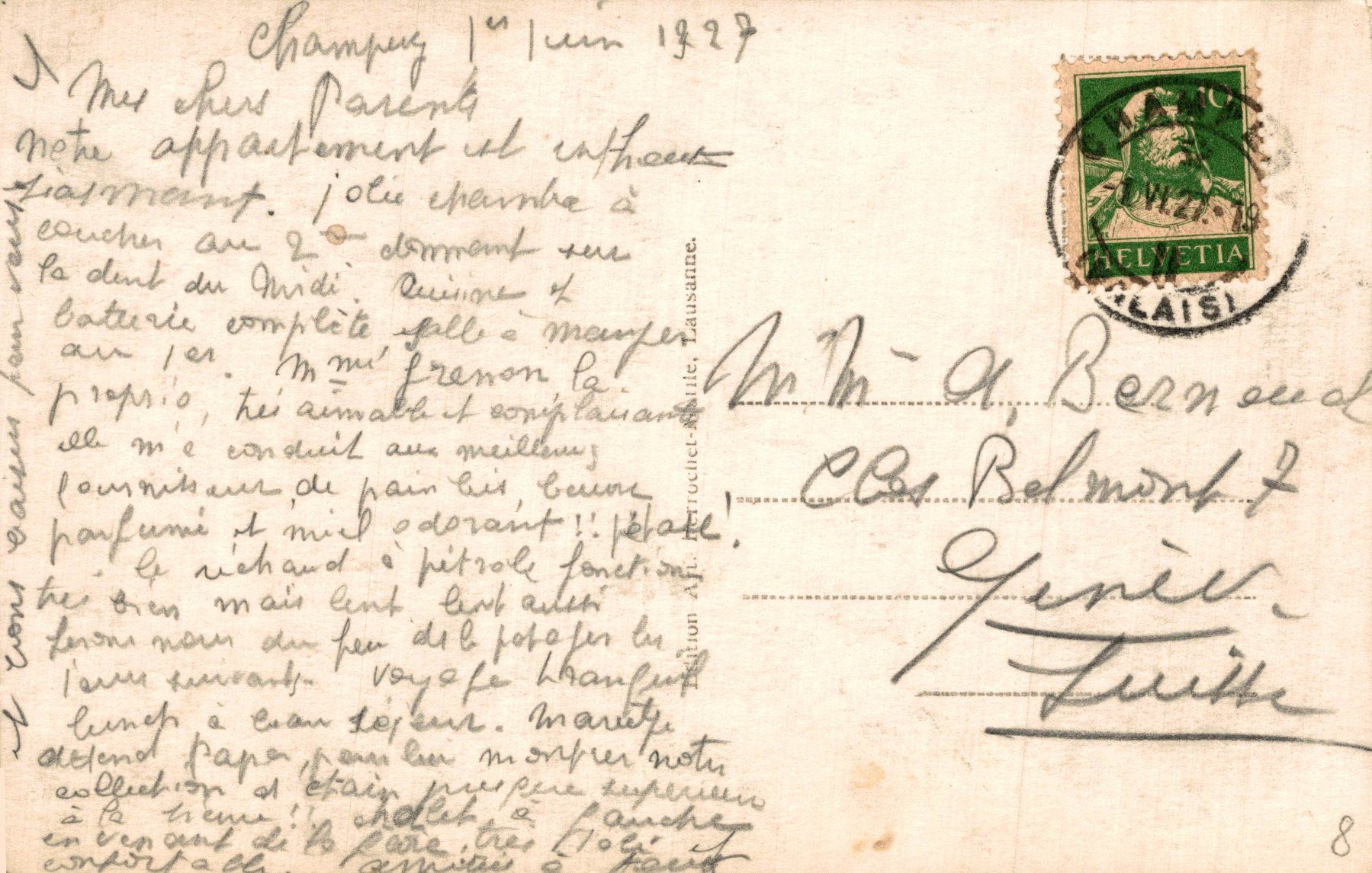 Cartoline postali: Champéry - l'Eglise et la poste – Usato da Bronschhofen venduto da Astore 1