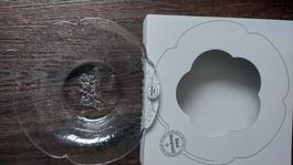 Glasi Hergiswil Glasschale mit Blumenmotiv neu in Box