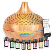 Aroma Diffusor 500ml Holzoptik braun Led Licht und 8 Öle