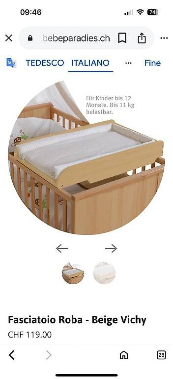 Tables à langer & accessoires: Fasciatoio Roba - Beige Vichy – D'occasion à Pregassona par Togneri