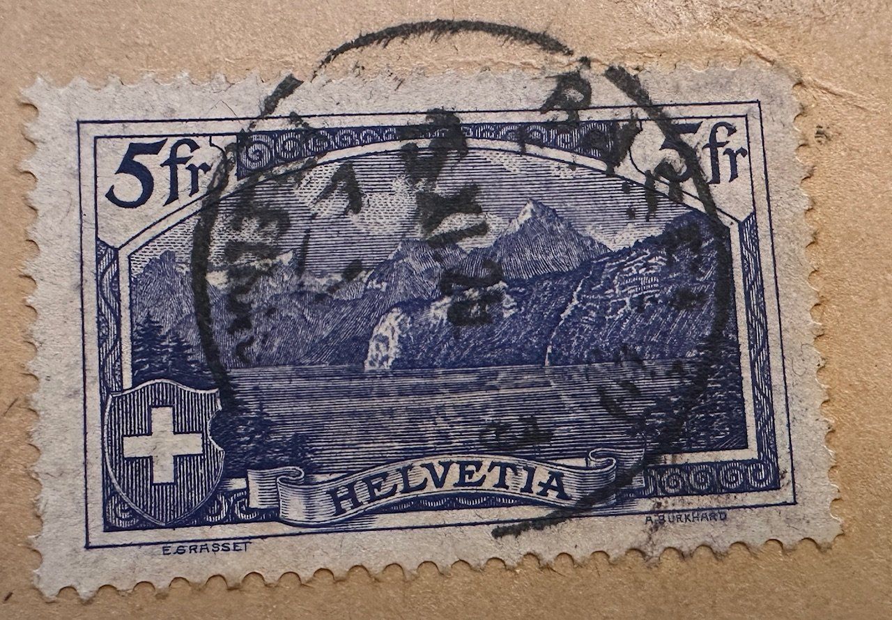 Tutti i francobolli: 5 Fr. Briefmarke, blau, Rütli – Usato da Weesen venduto da Sombrero22