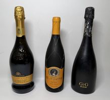 3 alte Weinflaschen – Prosecco & Rotwein – ungeöffnet