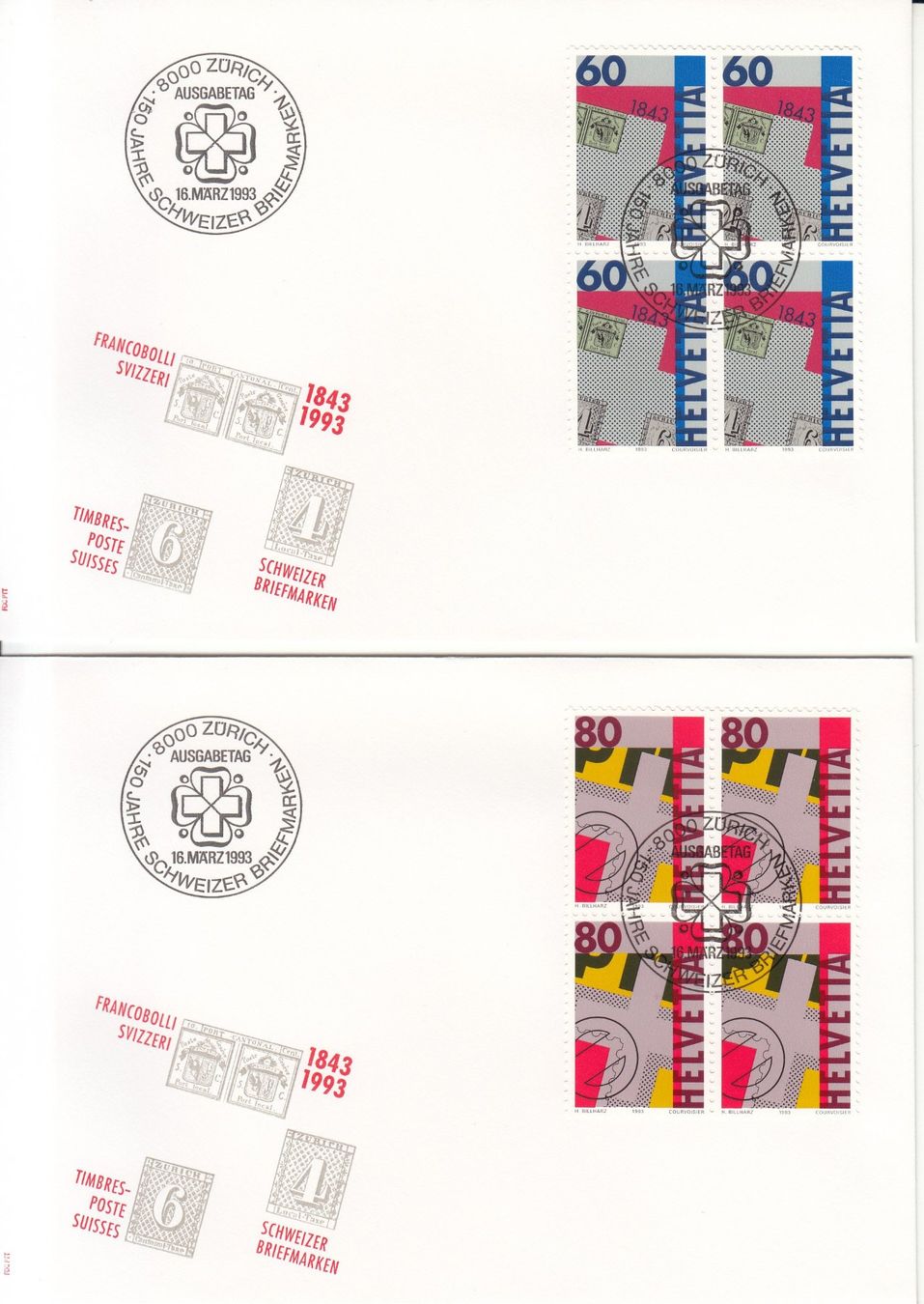 Tutti i francobolli: SBK 842 - 844 im 4er-Block FDC – Usato da Bürglen TG venduto da StampGraf 1