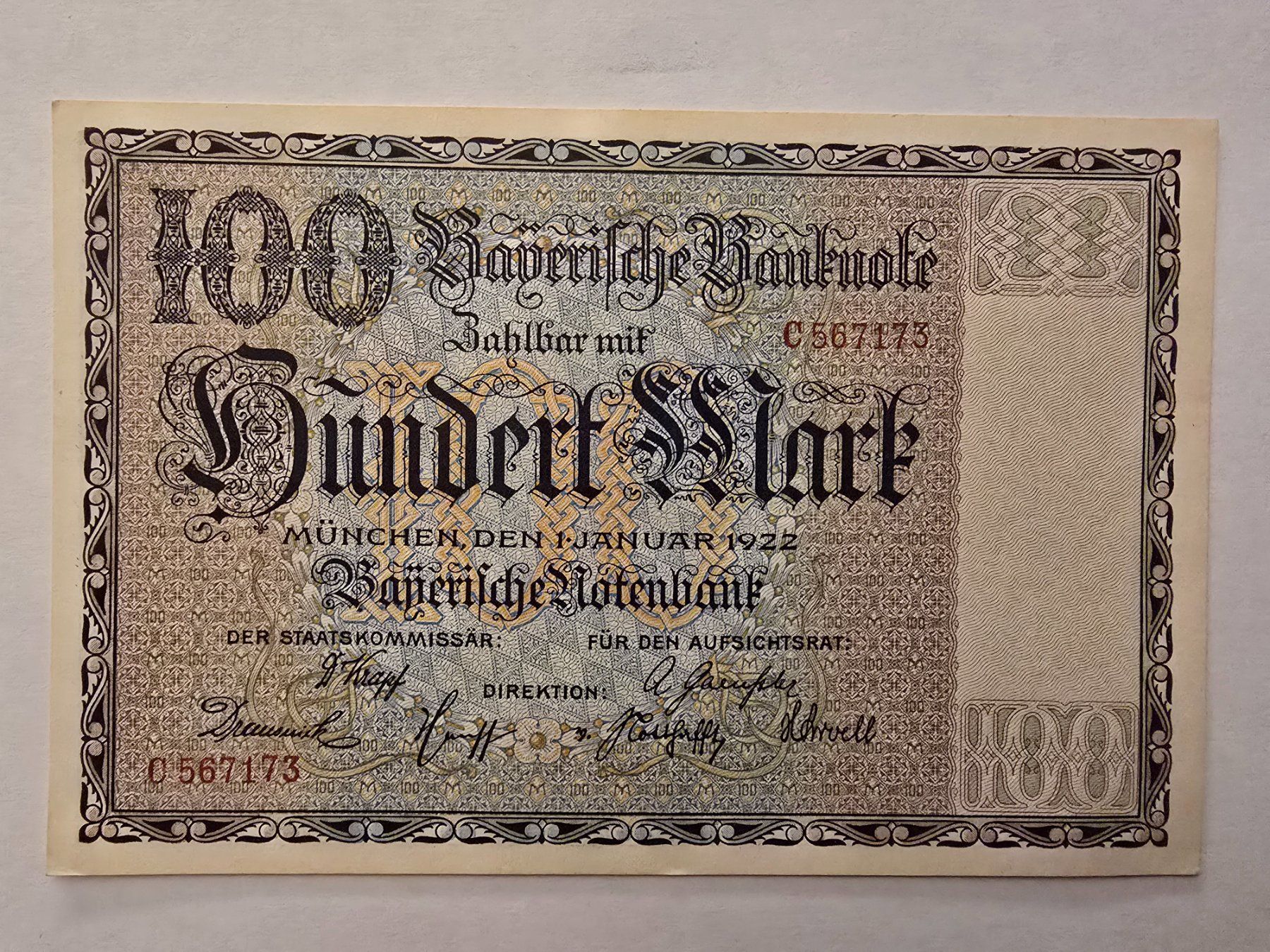 Banconote: 100 Mark 1922 Bayerischenotenbank – Nuovo (secondo la descrizione) da Neuenhof venduto da brasvarela