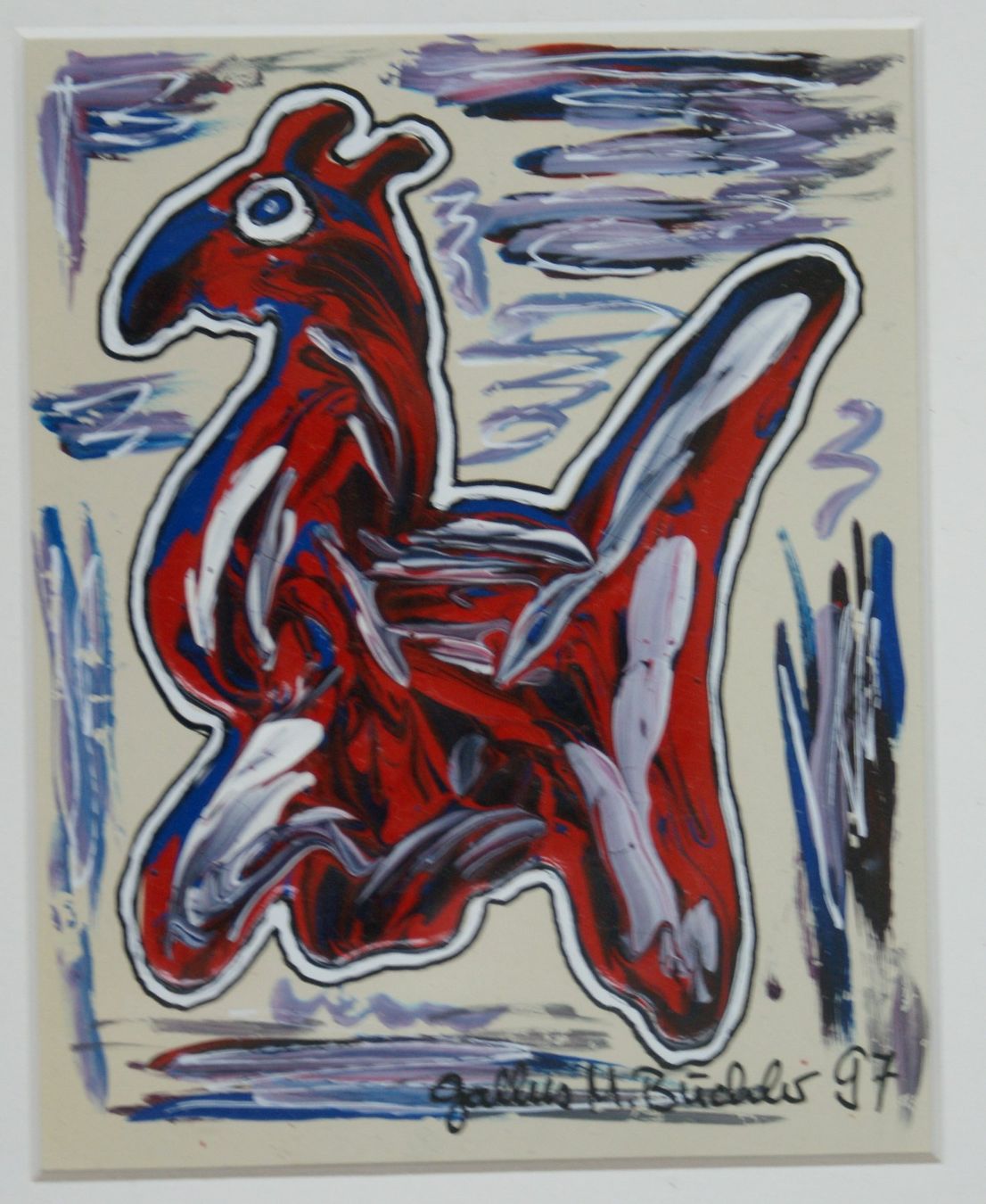 Dipinti: Büchler Gallus M., Art Brut, Ölbild, Huhn oder ... – Usato da St. Gallen venduto da BlauesKreuzSG-App 1