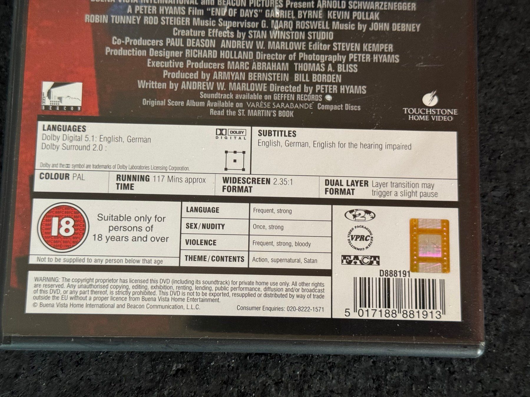 Alle DVDs: End Of Days Schwarzenegger DVD EN/DE – Gebraucht aus Fribourg von tschjoly 3