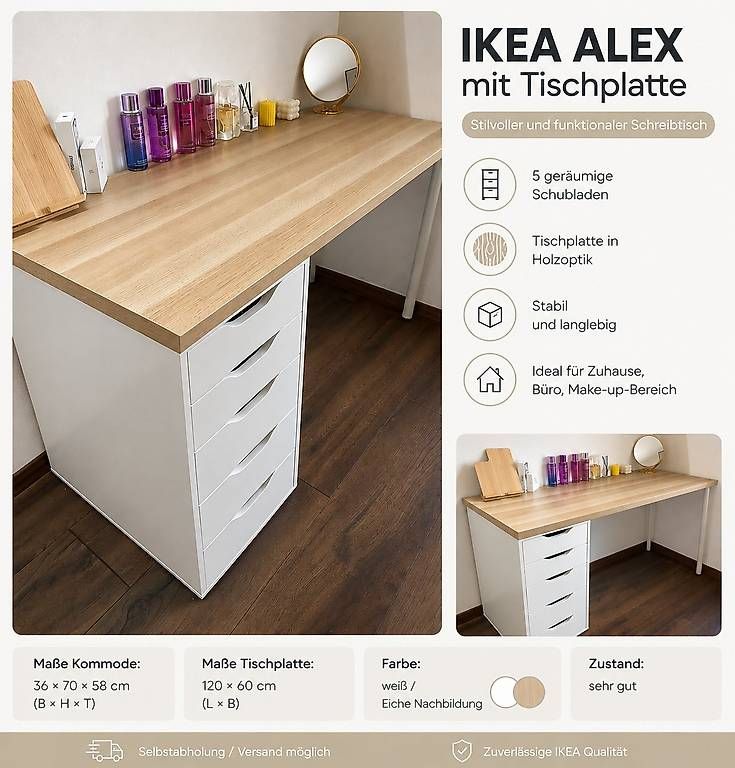 Kommoden: IKEA ALEX Schubladenelement mit Tischplatte – Gebraucht aus Wallisellen von dar_b2m2