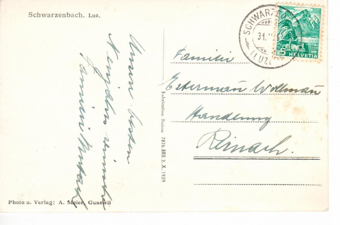 Cartoline postali: Schwarzenbach LU – Usato da Wolhusen venduto da Curver9 1