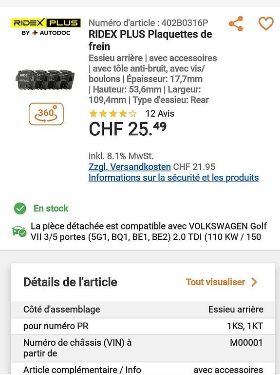Biglietti: Revend piece pour golf 7 – Usato da Yverdon-les-Bains venduto da sac_t2cw 2
