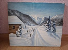 Gemälde Winterlandschaft Schnee