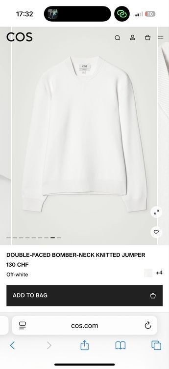 Cos Maglioni & Felpe: Neuer COS Double-Faced Bomber-Neck Strickpullover in Off-Whi – Usato da Aarau venduto da Fofli 2